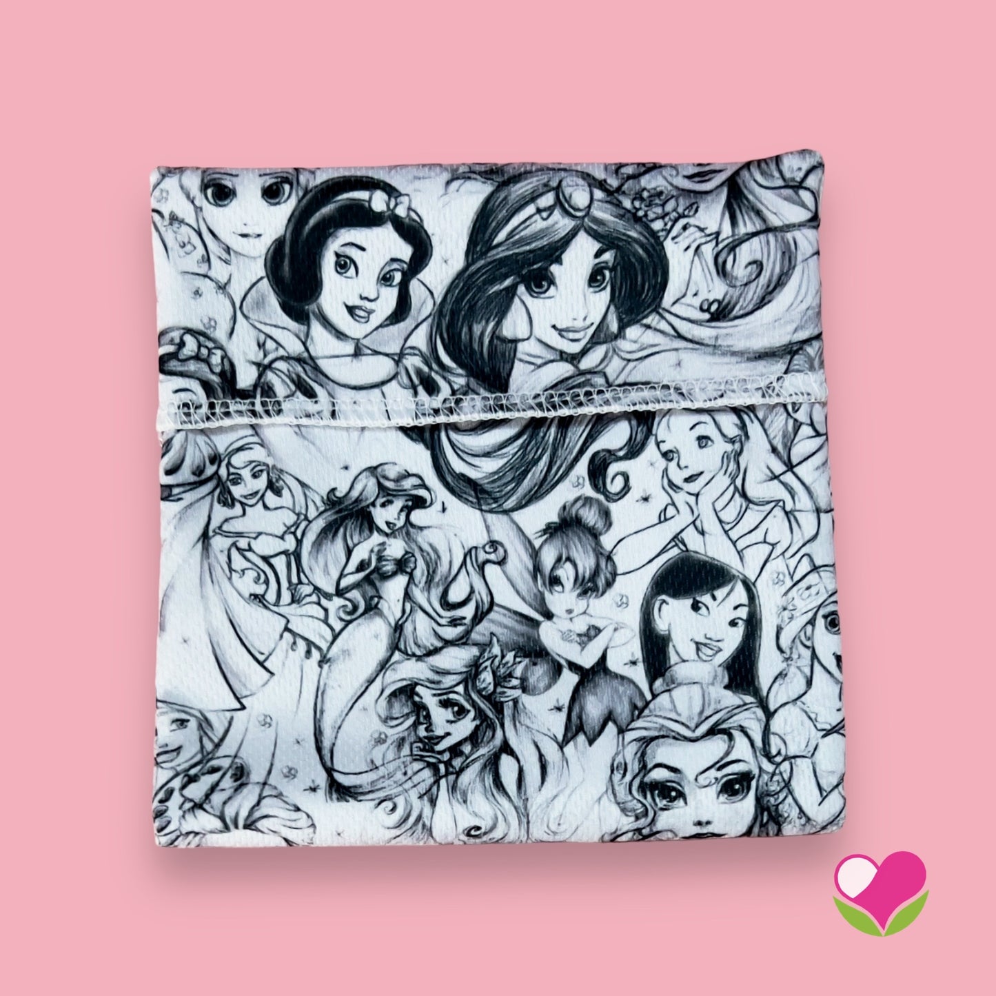 Sobre porta pad princesas black 12x12 cms