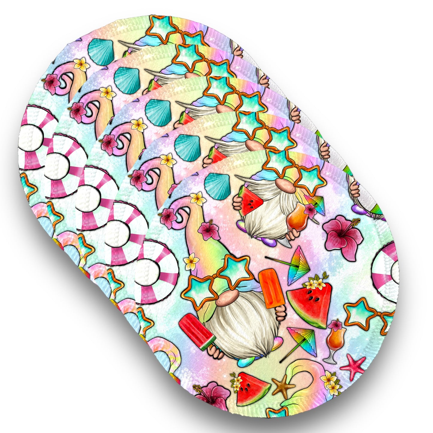 Desmaquillantes gnomos playa pack 5 piezas 12 cms