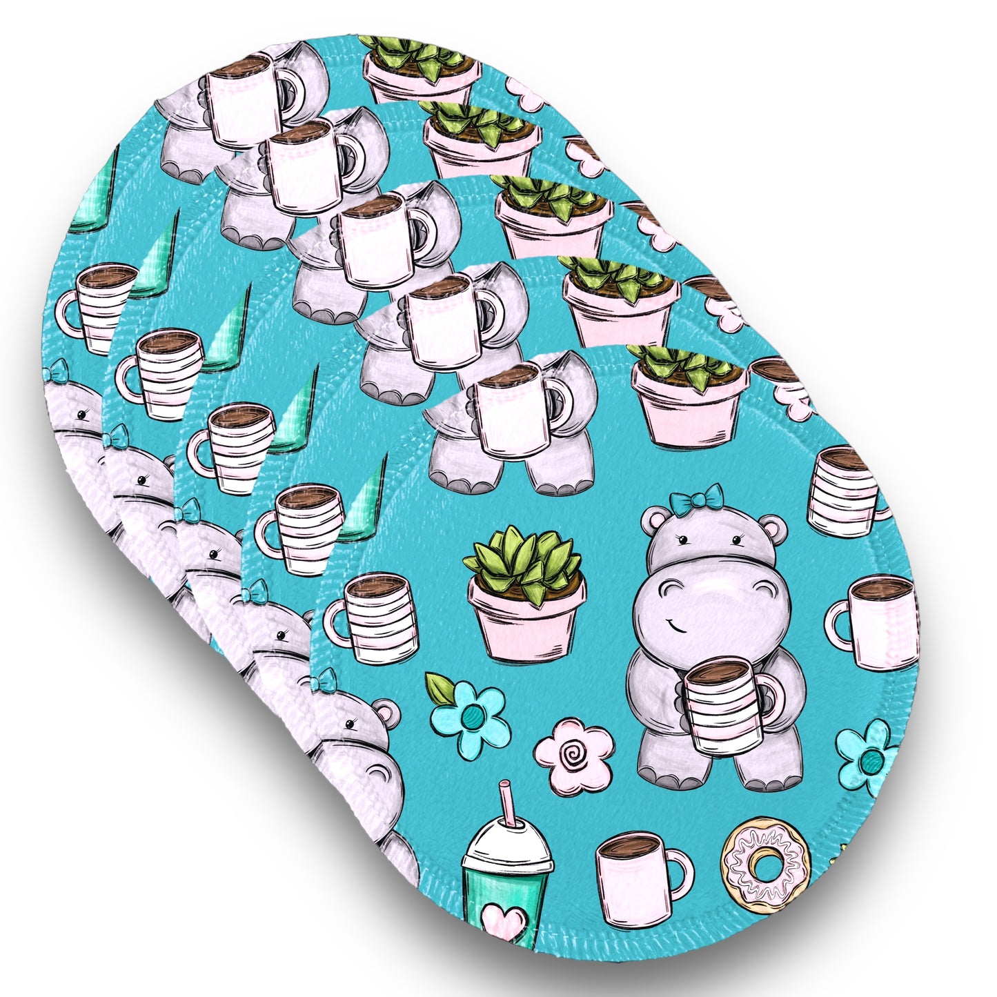 Desmaquillantes hippos verde pack 5 piezas 12 cms