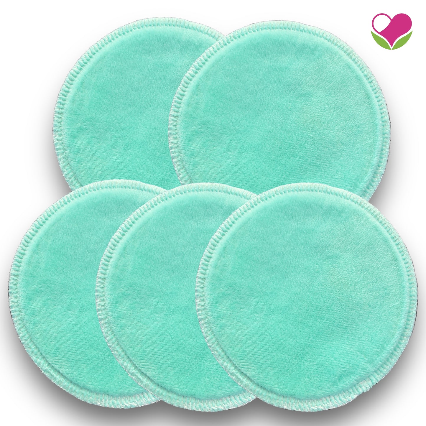 Pack 5 pads desmaquillantes doble minky menta/rosa 12 cms