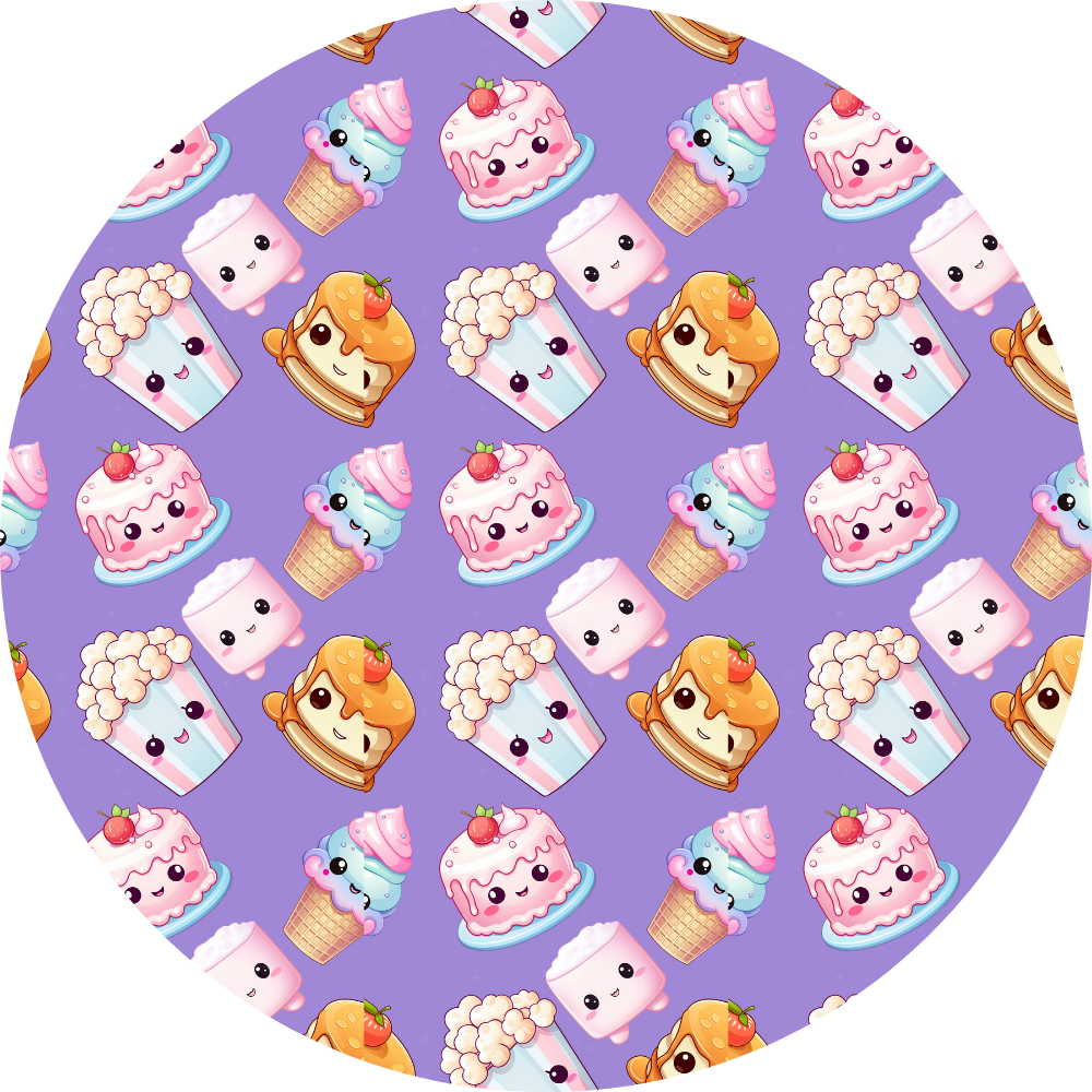 Mandil postres kawaii lila