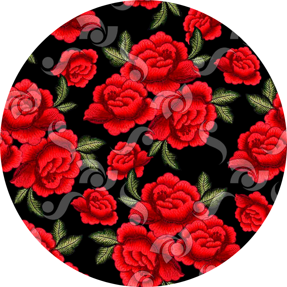 Mandil rosas rojas fondo negro bl