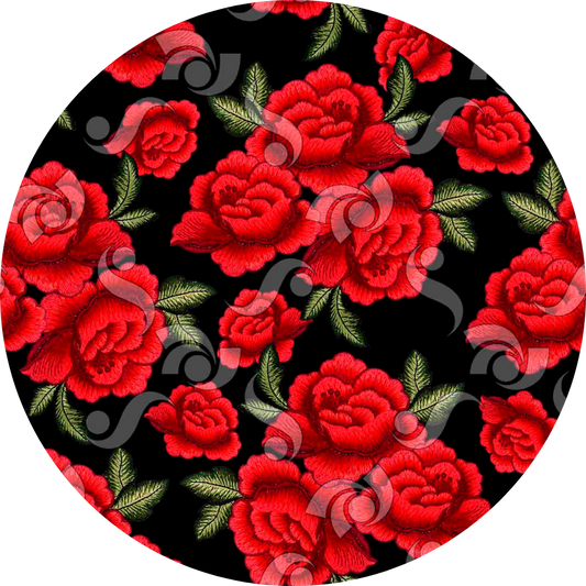 Mandil rosas rojas fondo negro bl