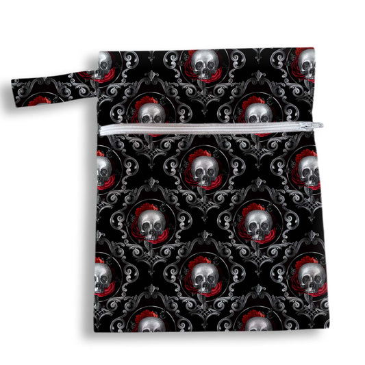 Bolsa calaveras negro 18 x 25 cms