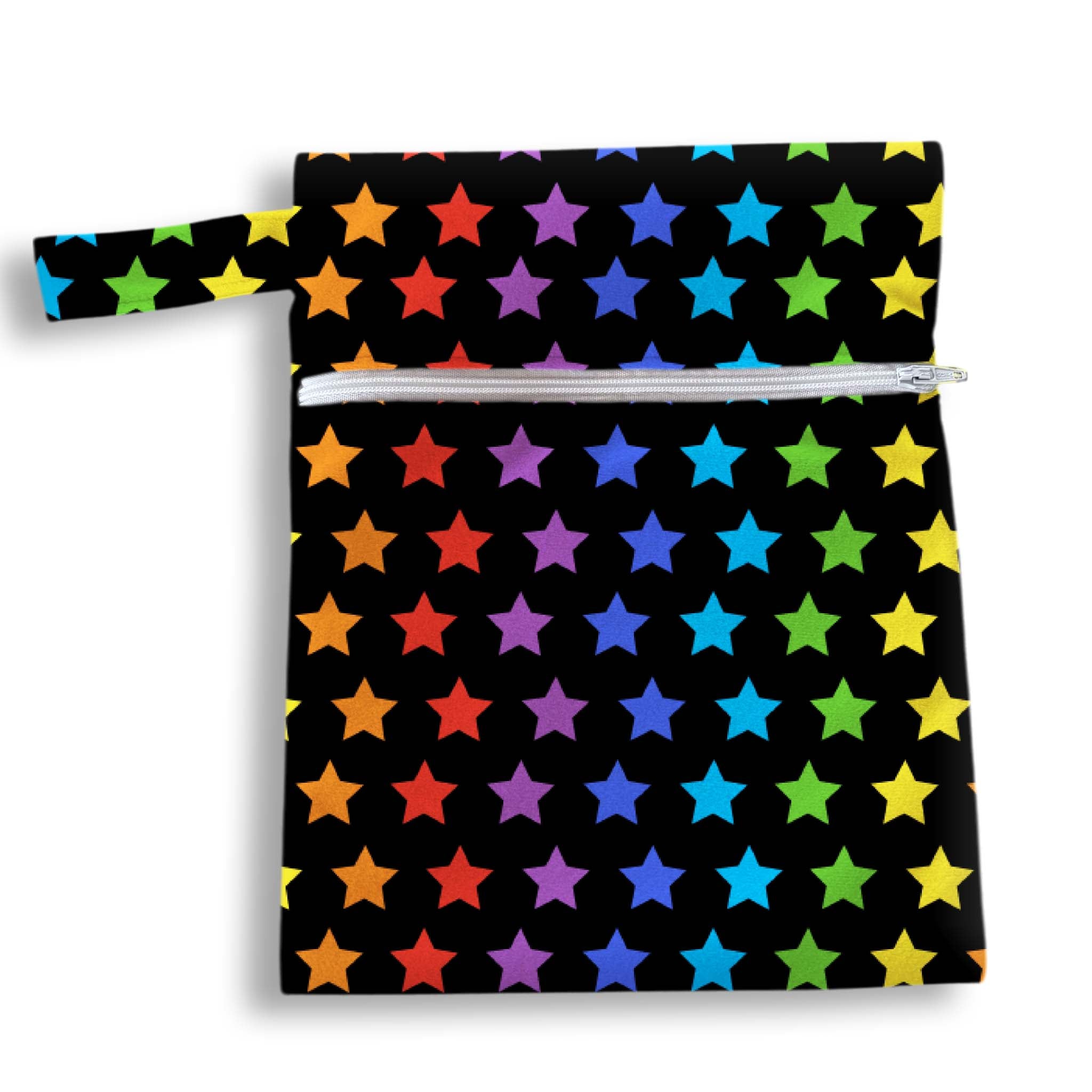 Bolsa estrellas colores fondo negro 18 x 25 cms