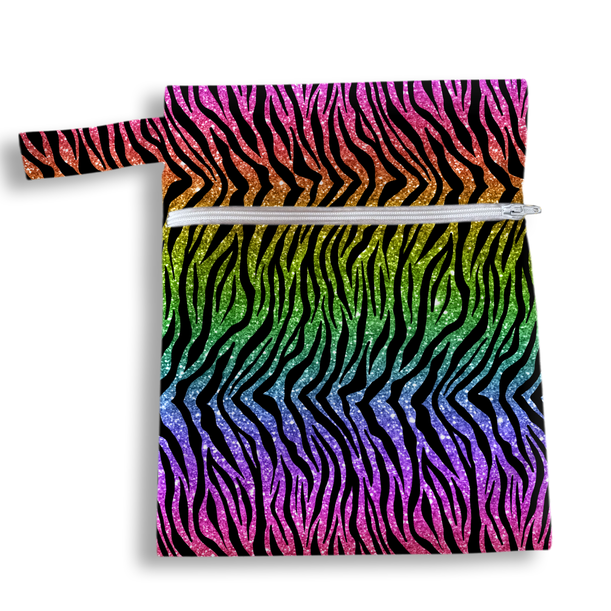 Bolsa zebra glitter 18 x 25 cms