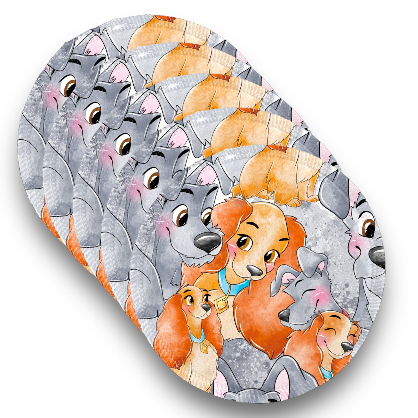 Desmaquillantes dama y vagabundo pack 5 piezas 12 cms