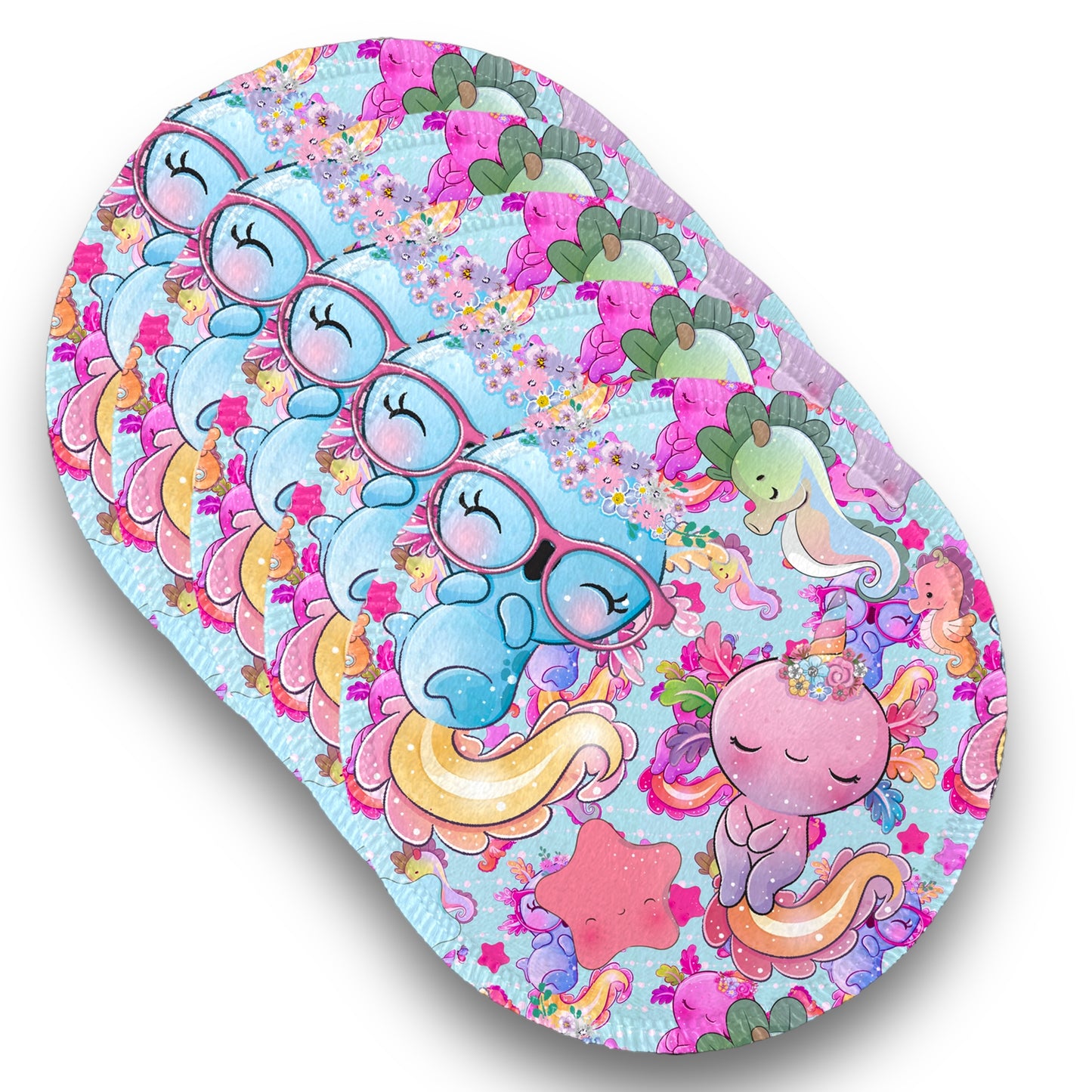 Desmaquillantes ajolotes pack 5 piezas 12 cms