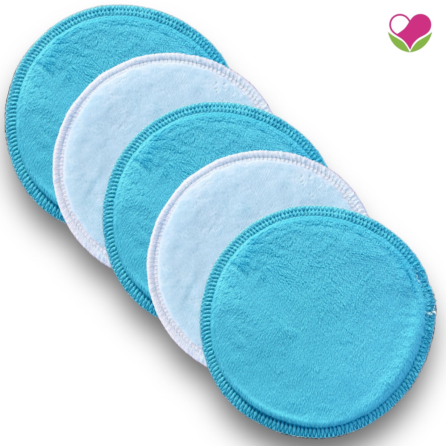 Pack 5 pads desmaquillantes doble minky aqua/turquesa