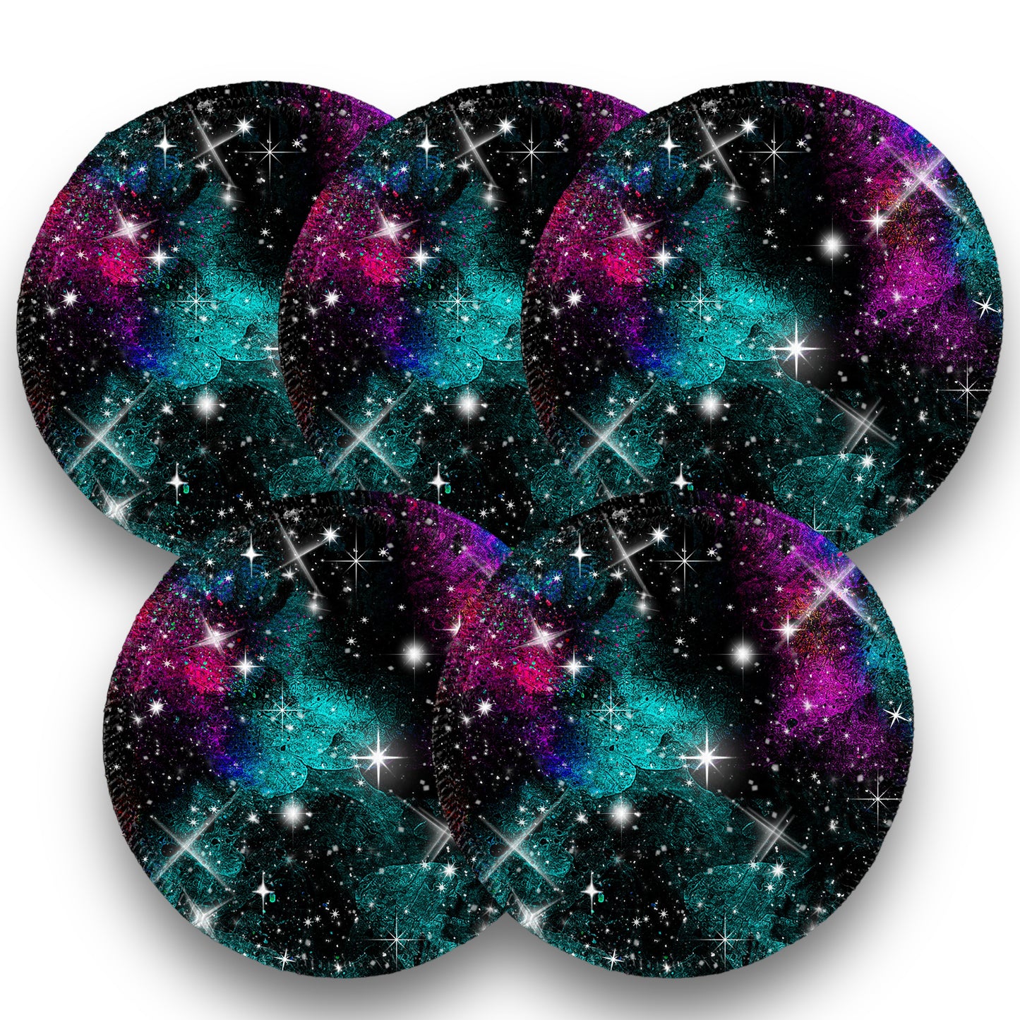 Desmaquillantes galaxias negro agua pack 5 piezas 12 cms