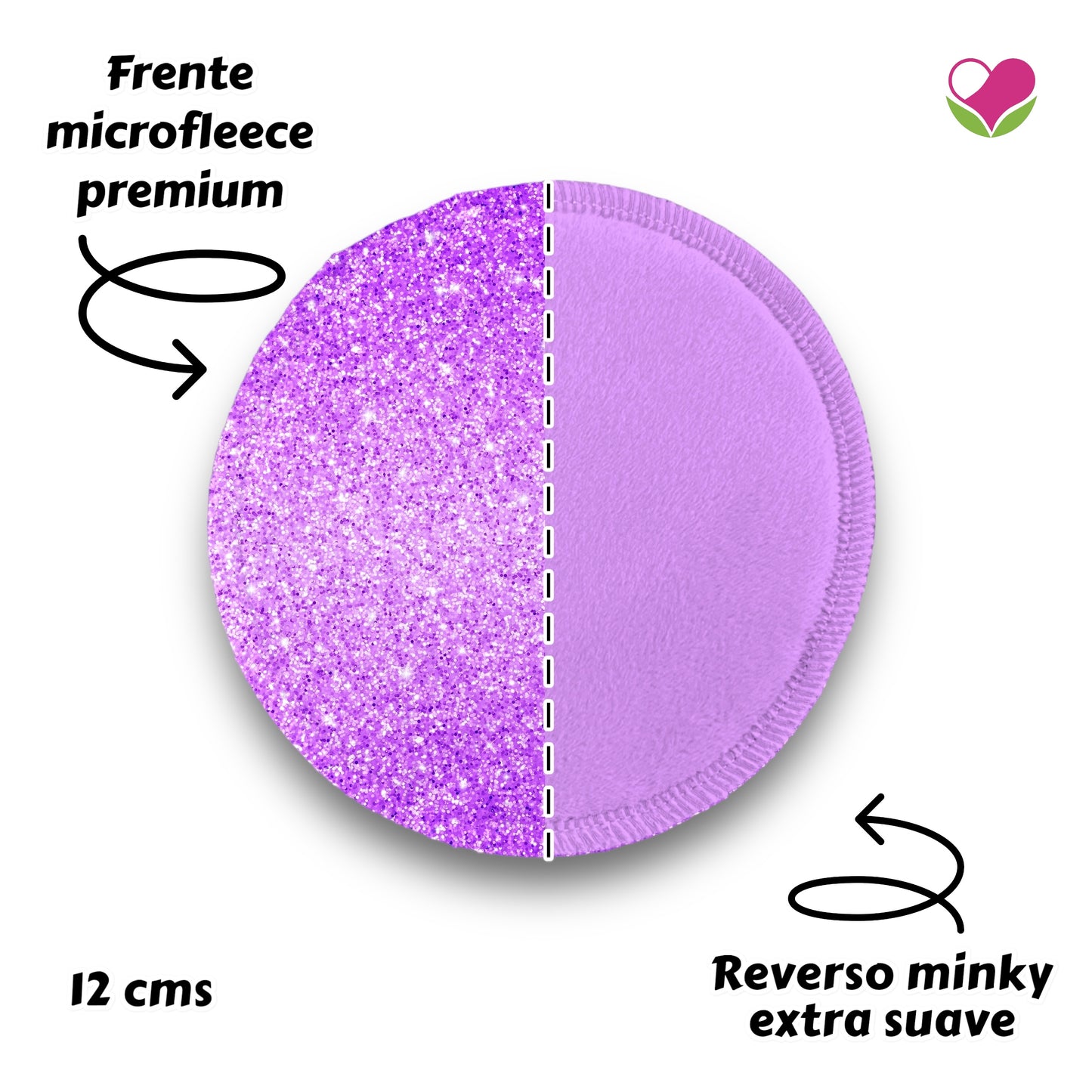 Desmaquillantes glitter lila pack 5 piezas 12 cms