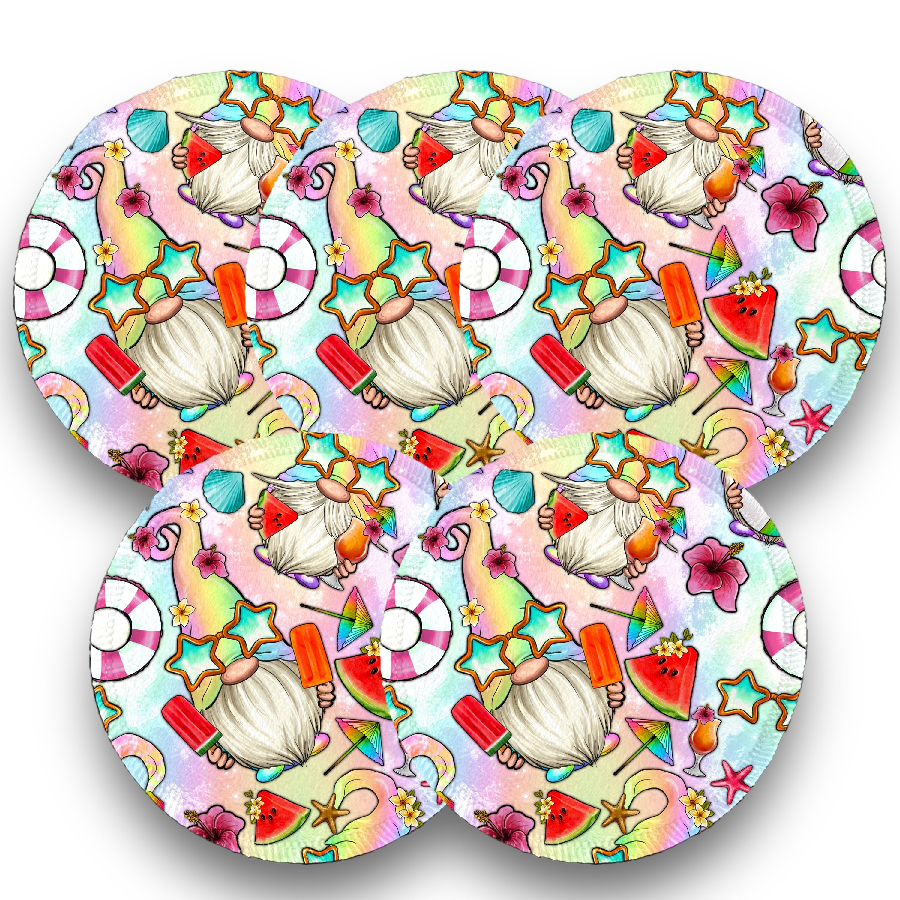 Desmaquillantes gnomos playa pack 5 piezas 12 cms