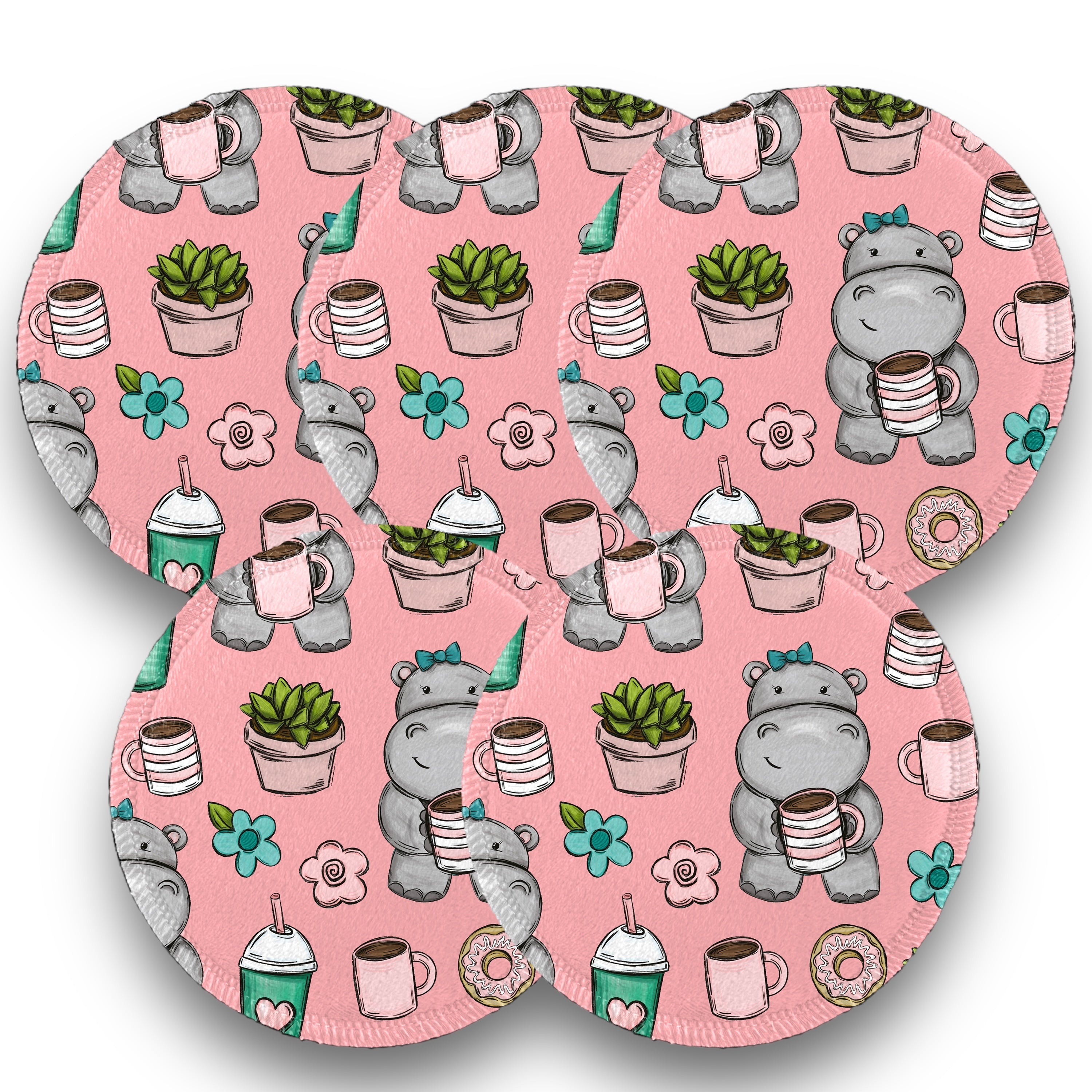 Desmaquillantes hippos salmon pack 5 piezas 12 cms
