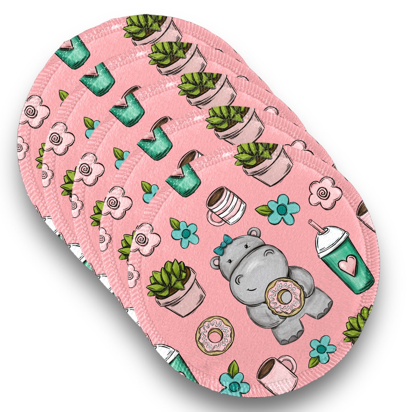 Desmaquillantes hippos salmon pack 5 piezas 12 cms