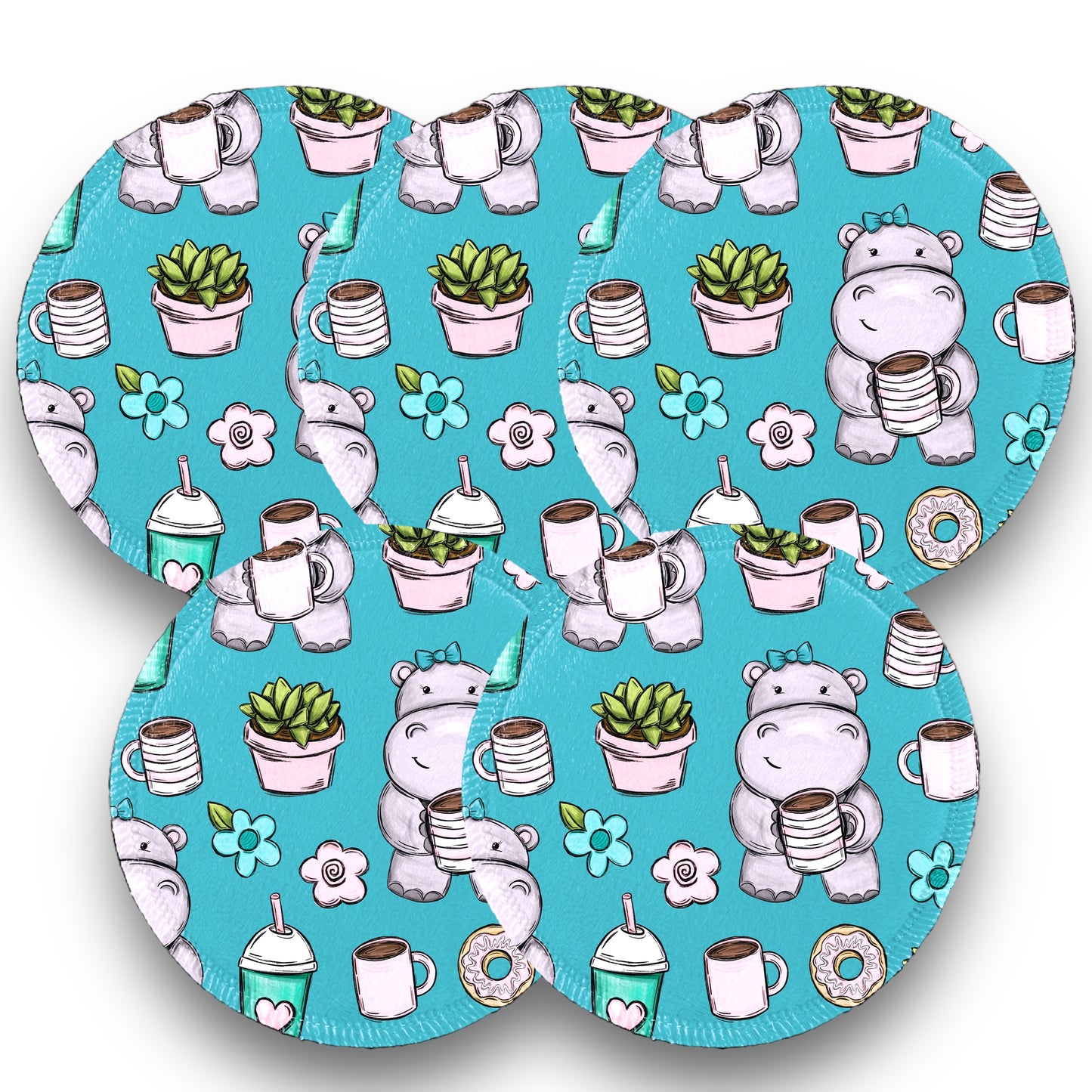 Desmaquillantes hippos verde pack 5 piezas 12 cms