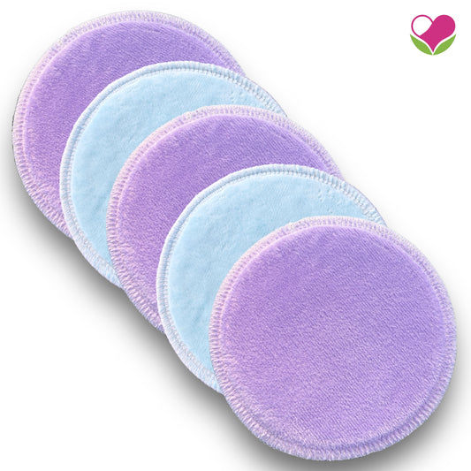 Pack 5 pads desmaquillantes doble minky aqua/lila