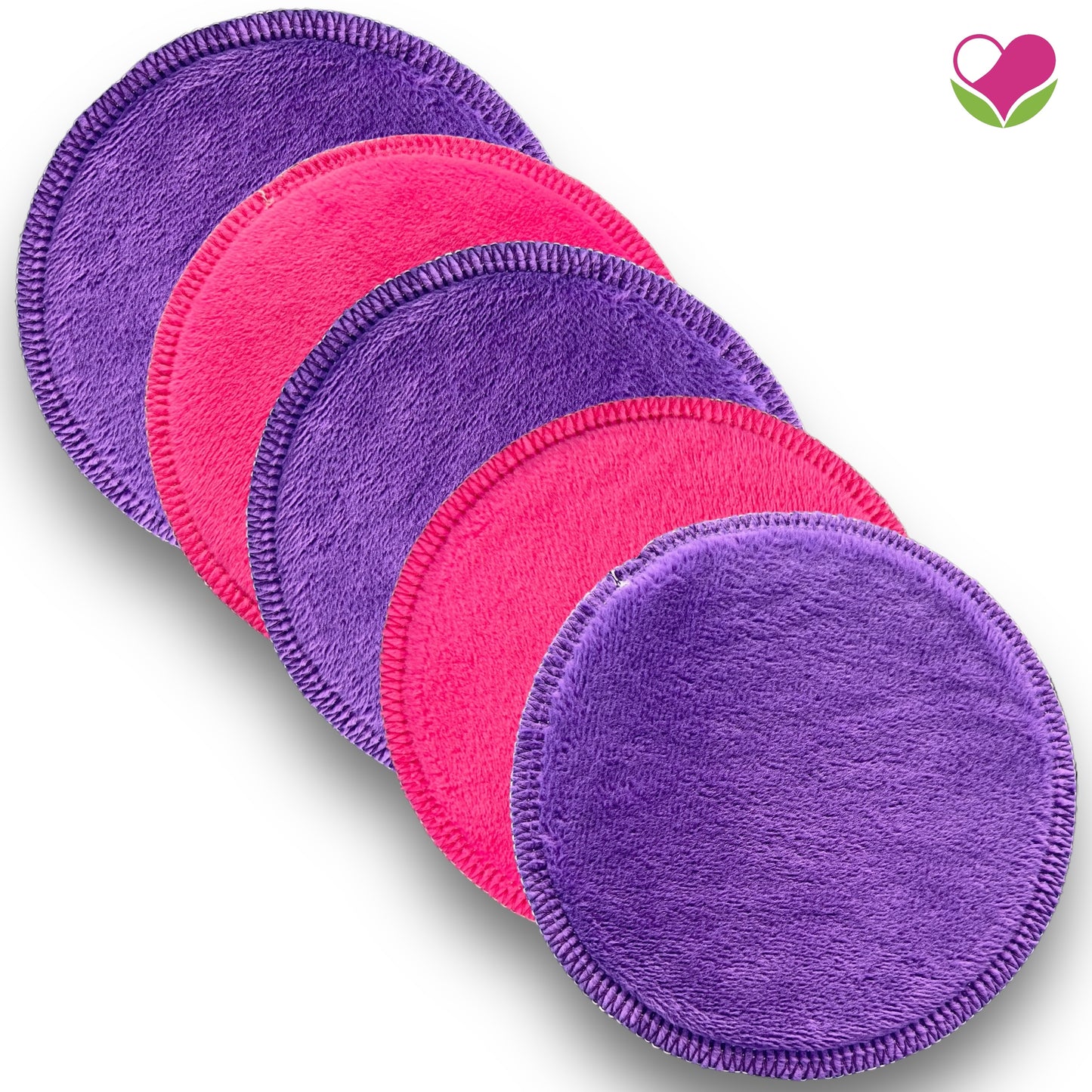 Pack 5 pads desmaquillantes doble minky morado/fiusha