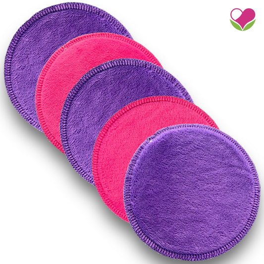 Pack 5 pads desmaquillantes doble minky morado/fiusha