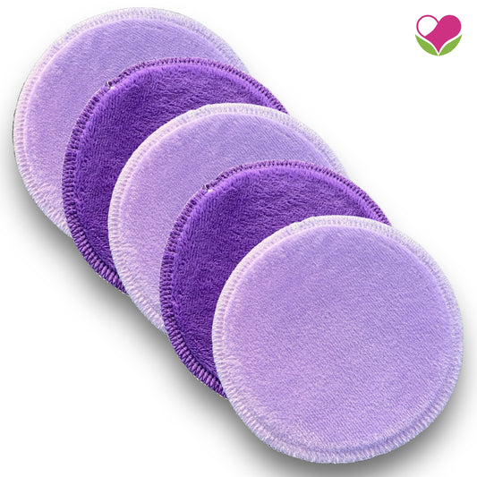 Pack 5 pads desmaquillantes doble minky morado/lila