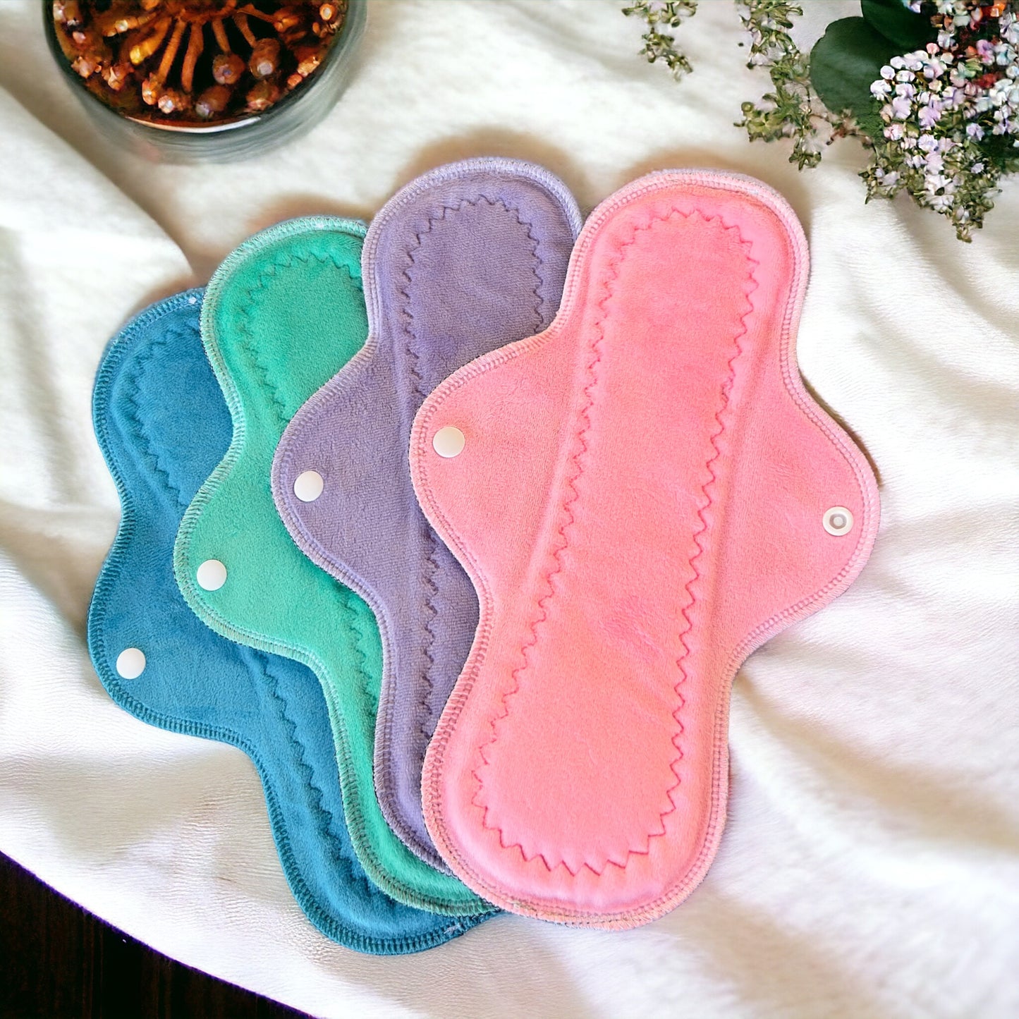 Paquete 4 toallas flujo abundante 29cms algodón de azúcar minky