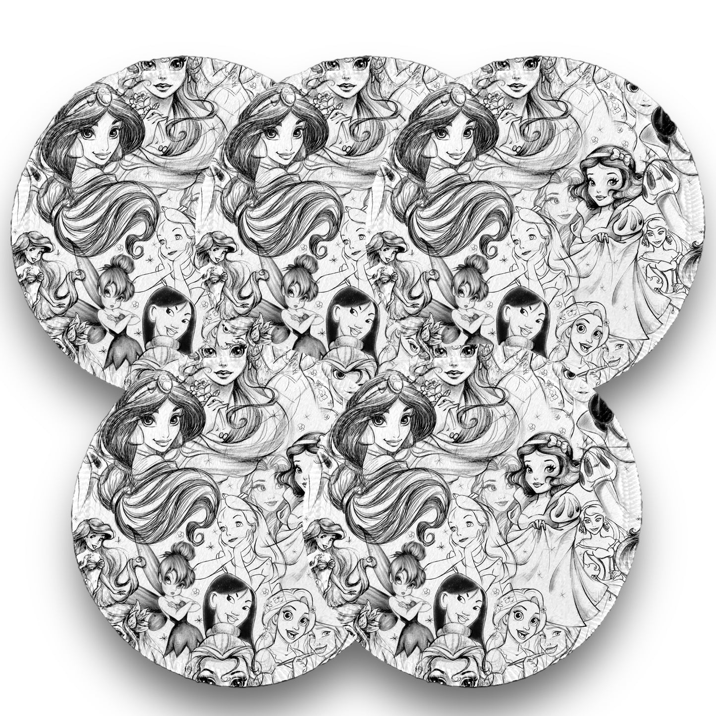 Desmaquillantes princesas black pack 5 piezas 12 cms