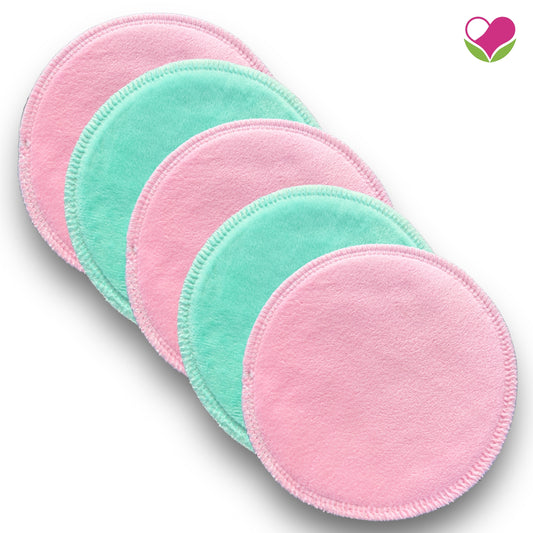 Pack 5 pads desmaquillantes doble minky menta/rosa 12 cms