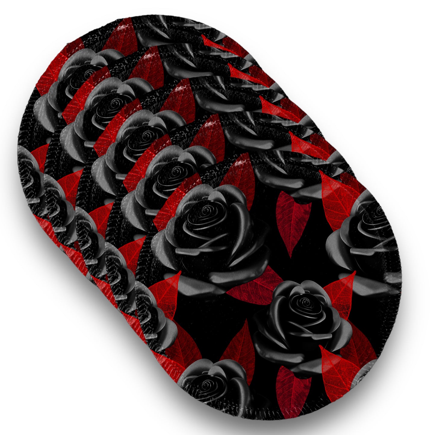 Desmaquillantes rosas negro fondo rojo pack 5 piezas 12 cms