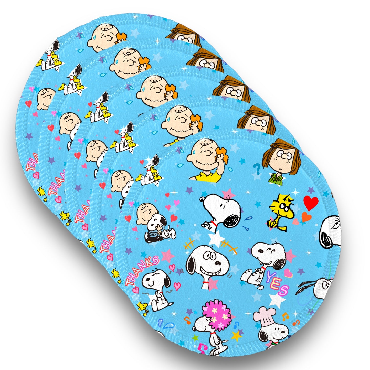 Desmaquillantes snoopy azul pack 5 piezas 12 cms