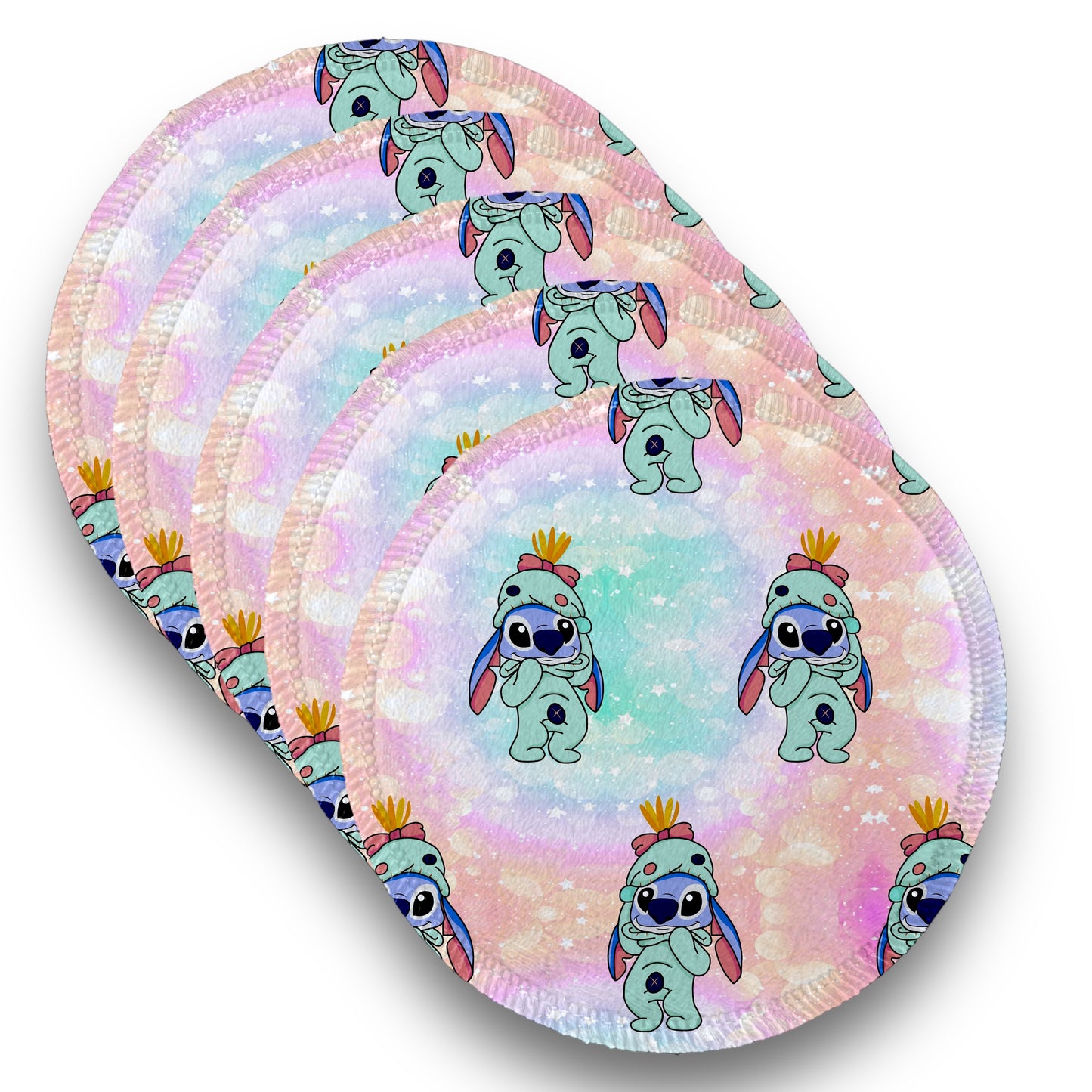 Desmaquillantes stitch pijama pack 5 piezas 12 cms