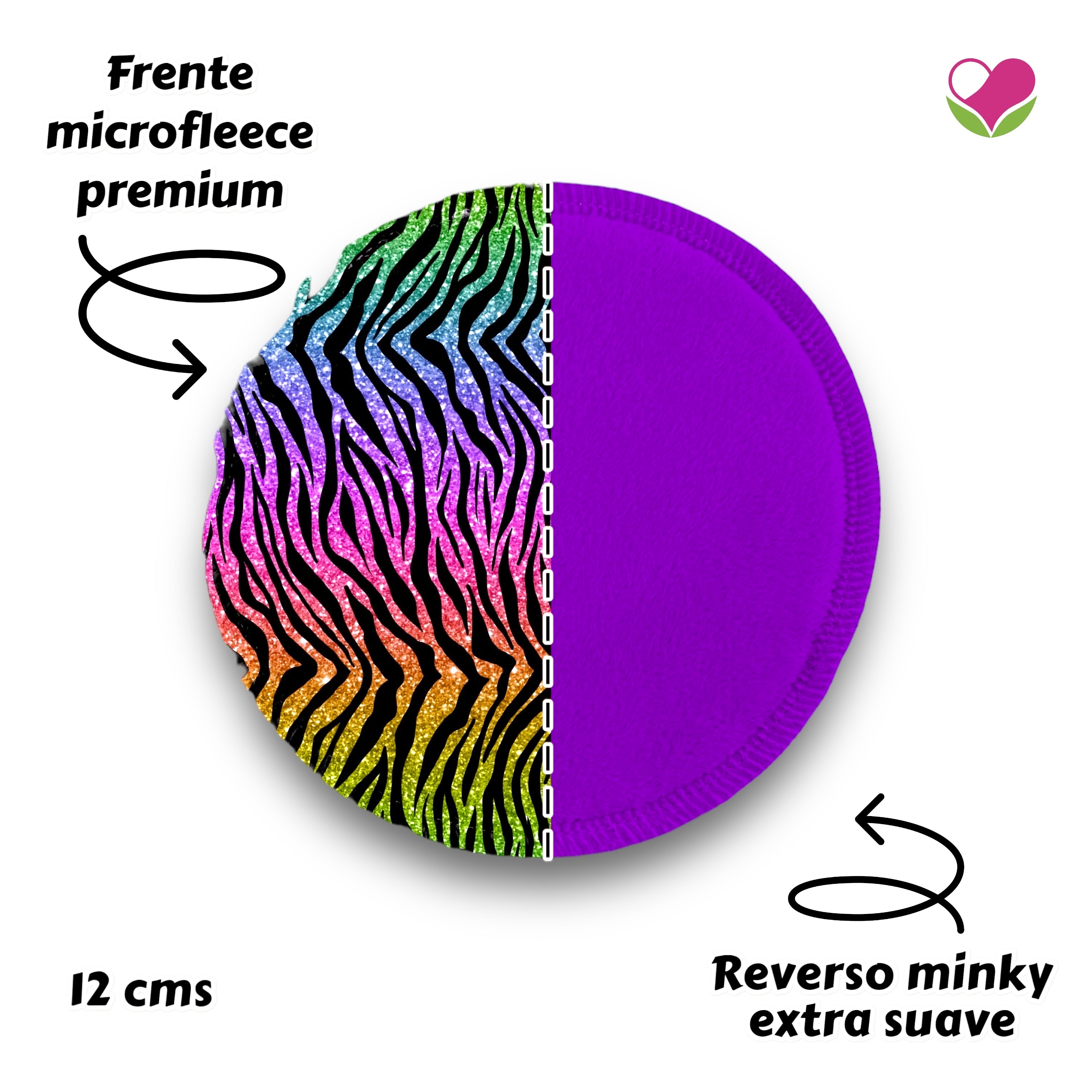 Desmaquillantes zebra glitter pack 5 piezas 12 cms